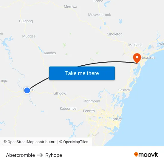 Abercrombie to Ryhope map