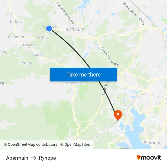 Abermain to Ryhope map