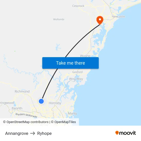 Annangrove to Ryhope map