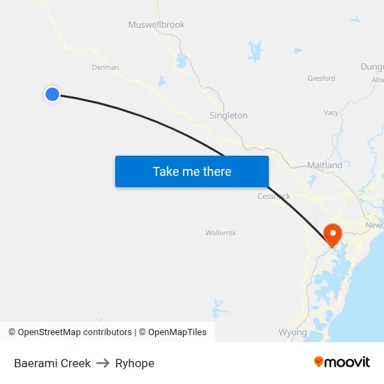 Baerami Creek to Ryhope map