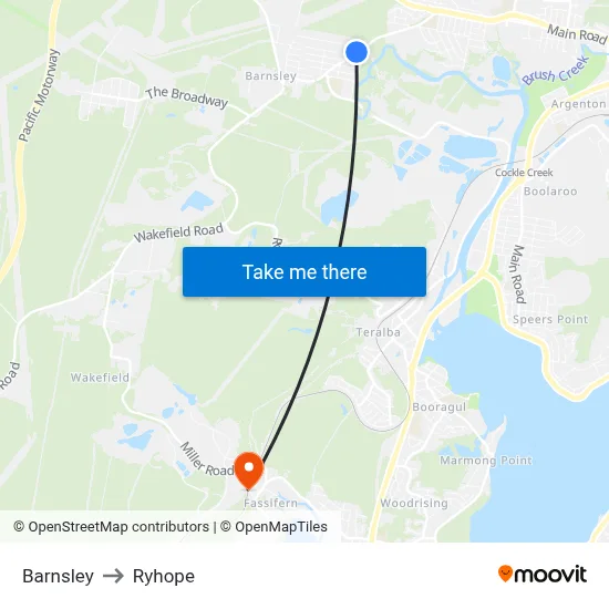 Barnsley to Ryhope map