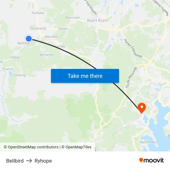 Bellbird to Ryhope map