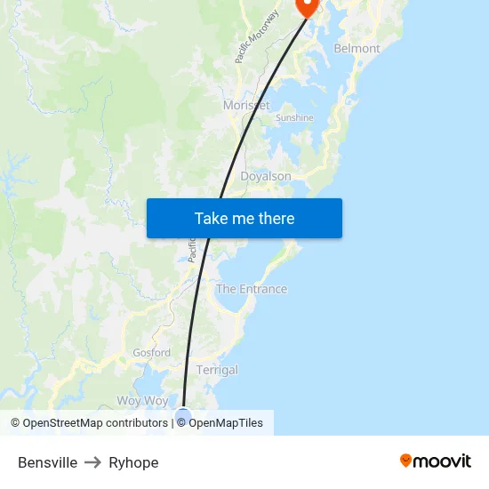 Bensville to Ryhope map