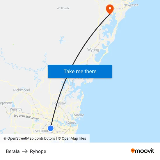 Berala to Ryhope map