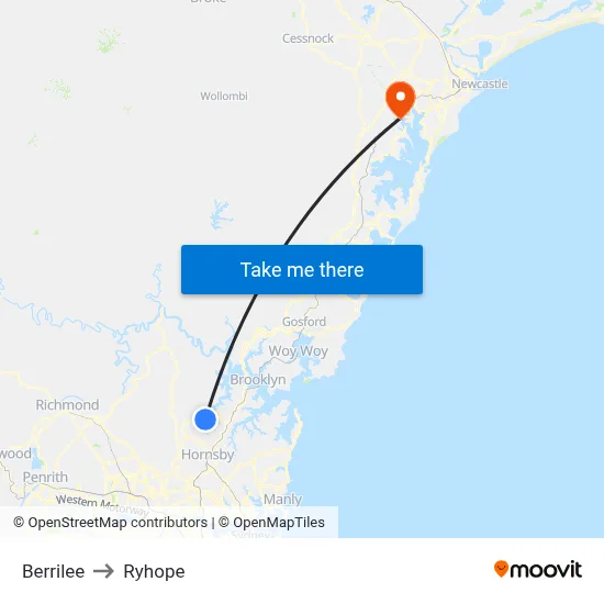 Berrilee to Ryhope map