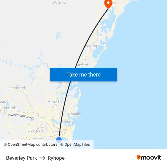 Beverley Park to Ryhope map