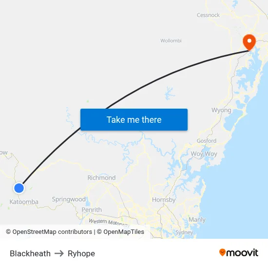 Blackheath to Ryhope map