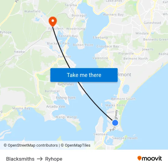 Blacksmiths to Ryhope map