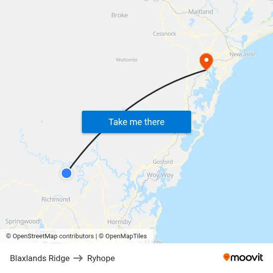 Blaxlands Ridge to Ryhope map