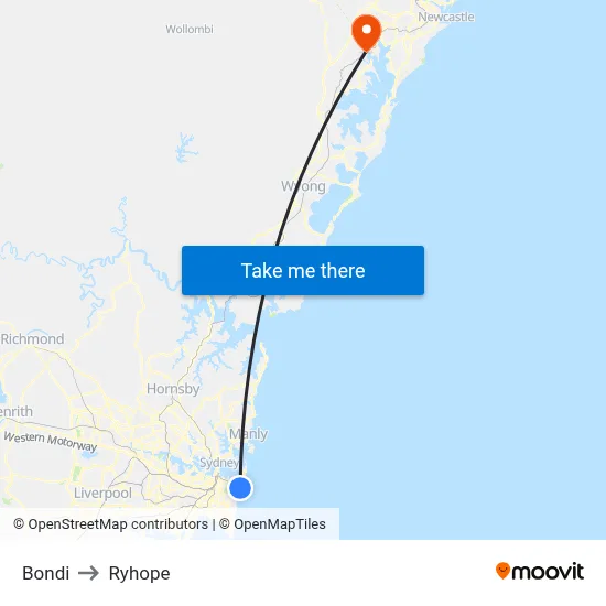 Bondi to Ryhope map
