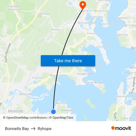 Bonnells Bay to Ryhope map