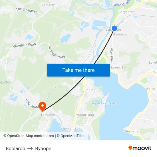 Boolaroo to Ryhope map