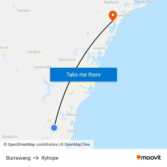Burrawang to Ryhope map