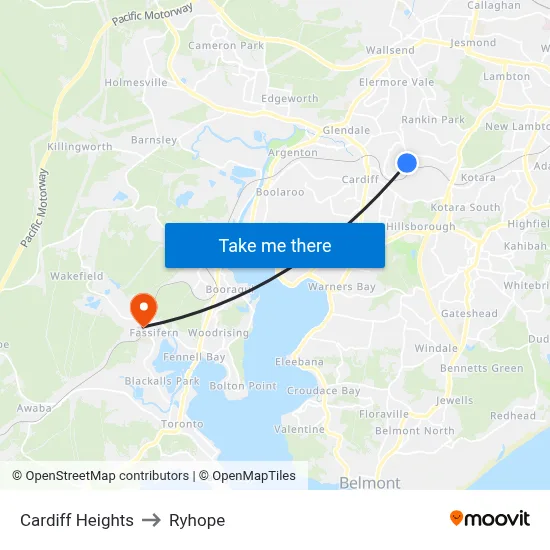 Cardiff Heights to Ryhope map