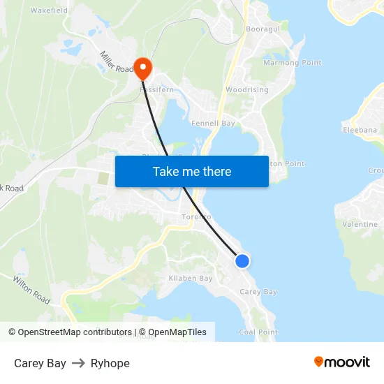 Carey Bay to Ryhope map