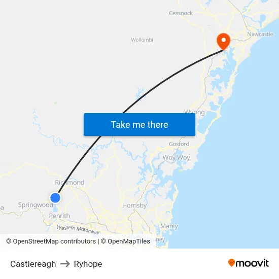 Castlereagh to Ryhope map