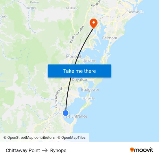 Chittaway Point to Ryhope map