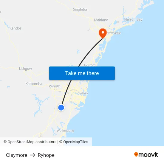 Claymore to Ryhope map