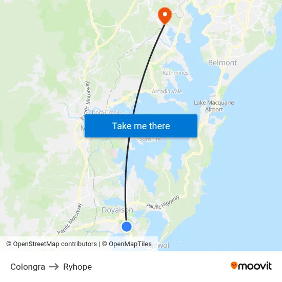 Colongra to Ryhope map