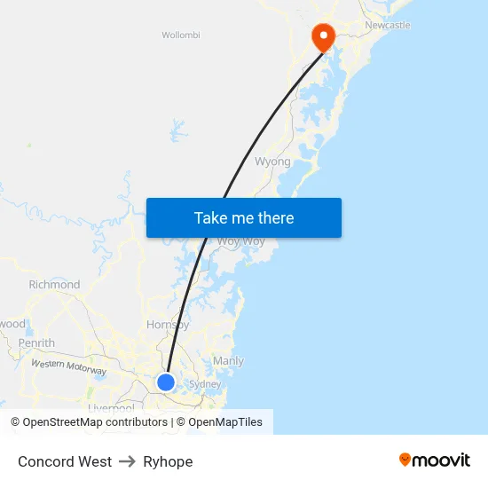 Concord West to Ryhope map