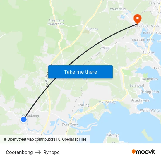 Cooranbong to Ryhope map