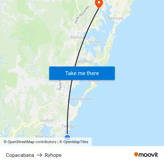 Copacabana to Ryhope map