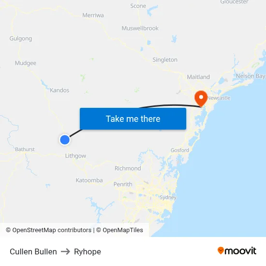Cullen Bullen to Ryhope map