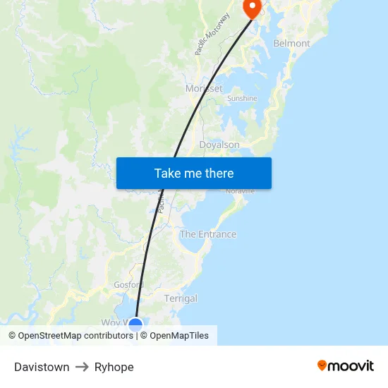 Davistown to Ryhope map