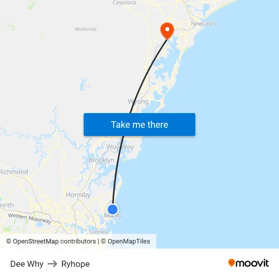 Dee Why to Ryhope map