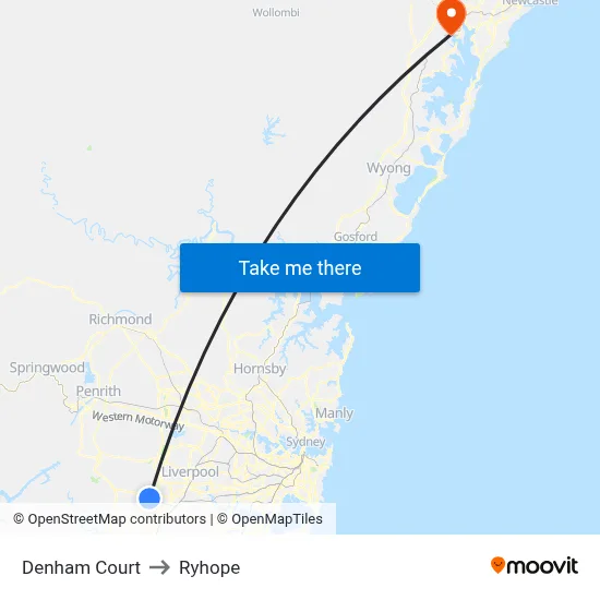 Denham Court to Ryhope map