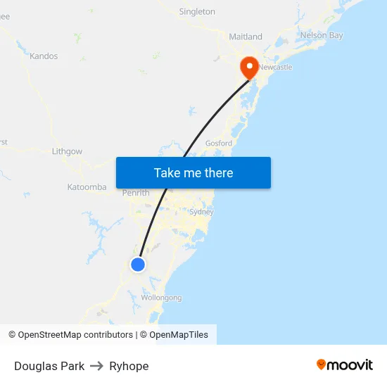 Douglas Park to Ryhope map