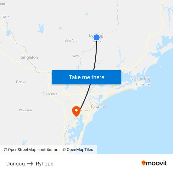 Dungog to Ryhope map