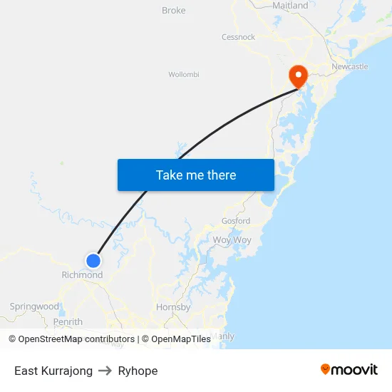 East Kurrajong to Ryhope map