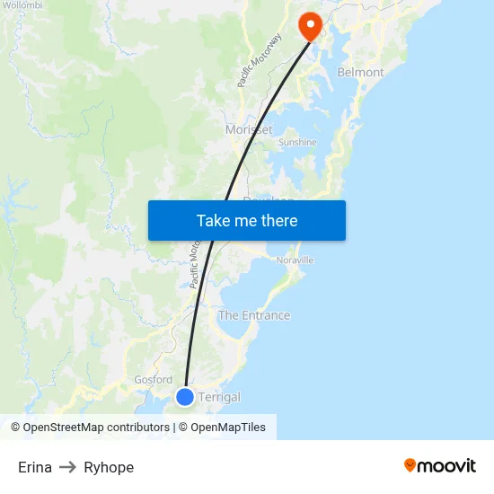 Erina to Ryhope map
