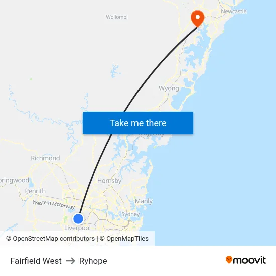 Fairfield West to Ryhope map