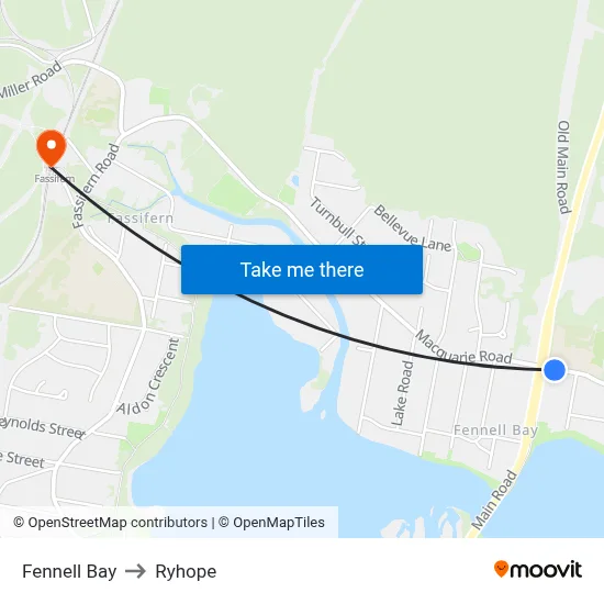 Fennell Bay to Ryhope map