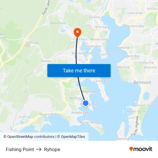 Fishing Point to Ryhope map