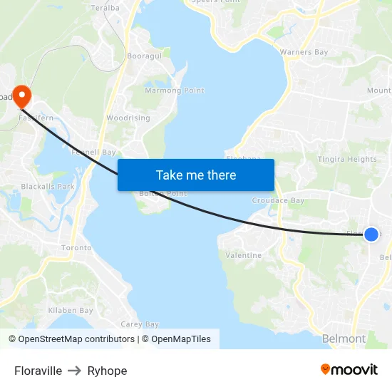 Floraville to Ryhope map