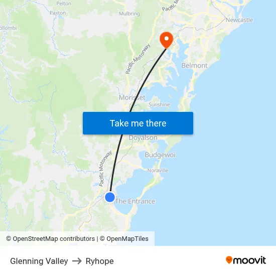 Glenning Valley to Ryhope map