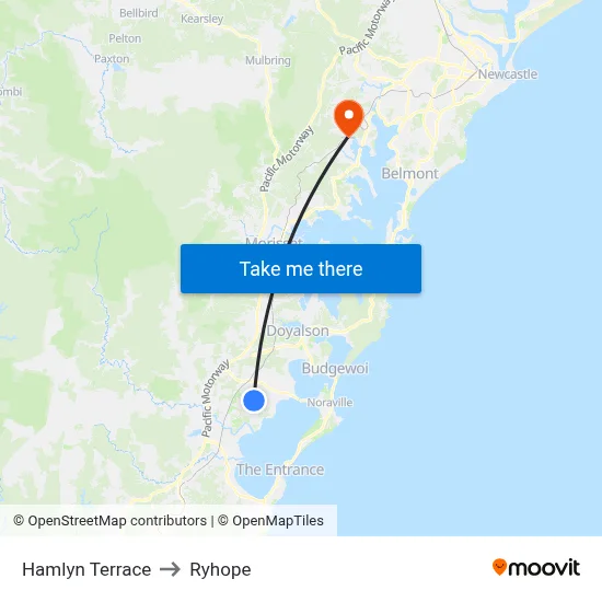 Hamlyn Terrace to Ryhope map