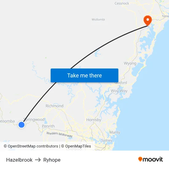 Hazelbrook to Ryhope map