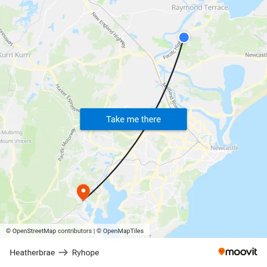 Heatherbrae to Ryhope map