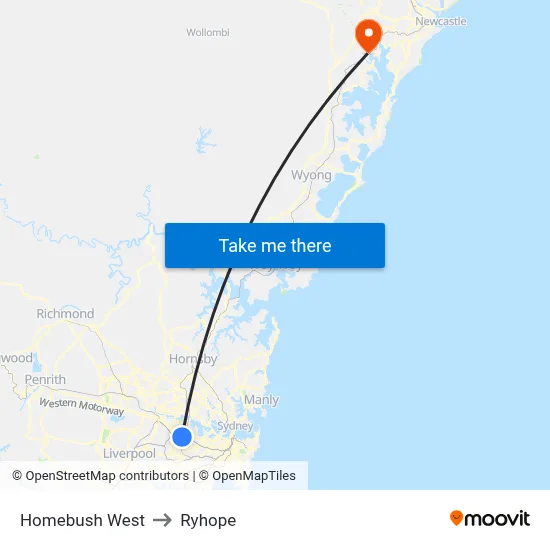 Homebush West to Ryhope map