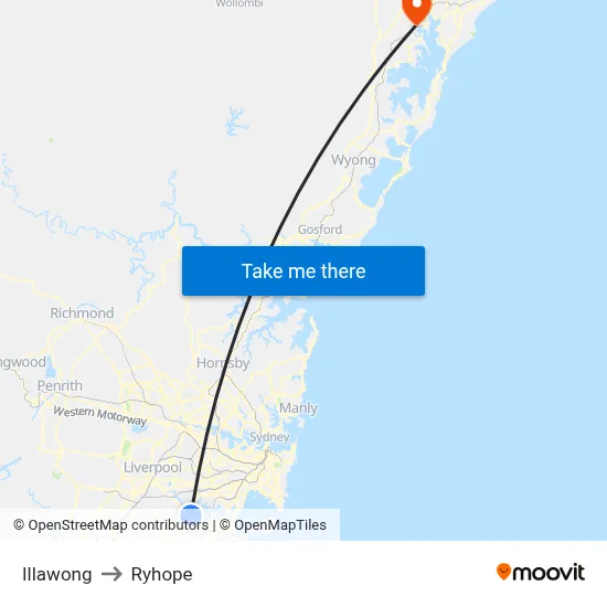 Illawong to Ryhope map