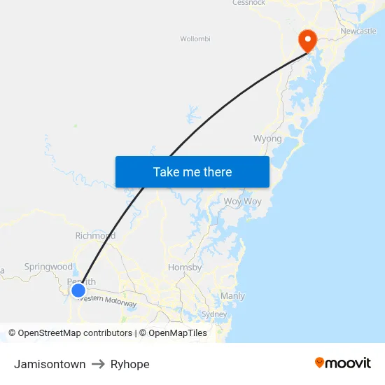 Jamisontown to Ryhope map