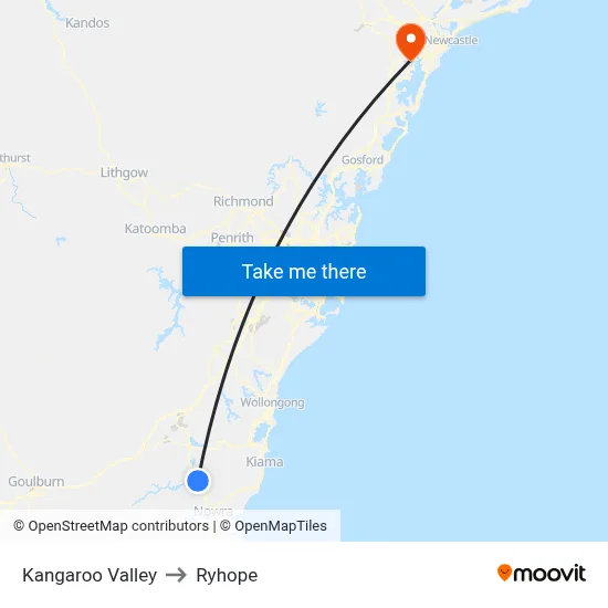Kangaroo Valley to Ryhope map