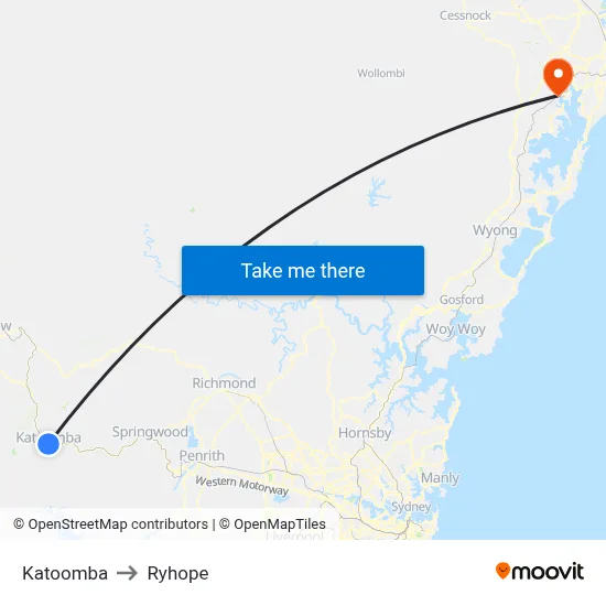 Katoomba to Ryhope map