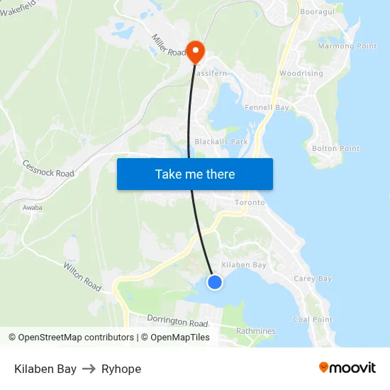 Kilaben Bay to Ryhope map