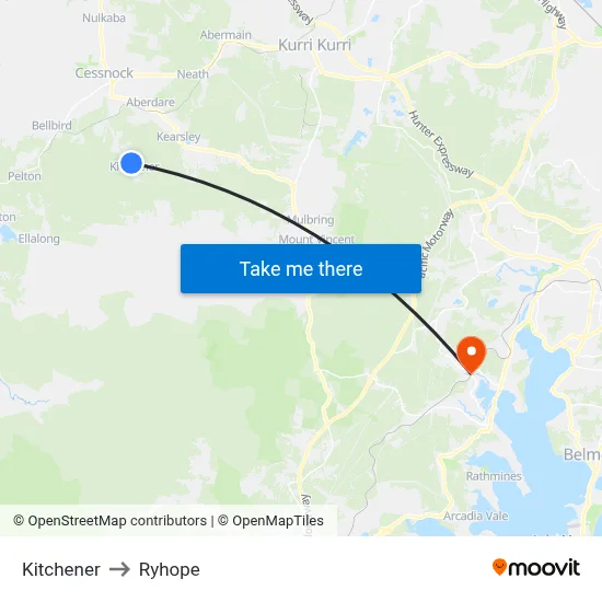 Kitchener to Ryhope map