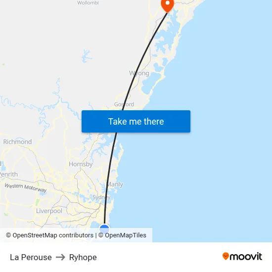 La Perouse to Ryhope map